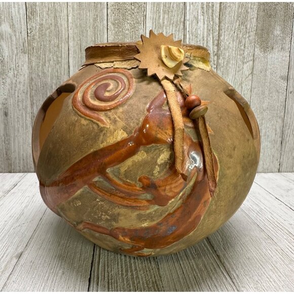 Unknown Other - Vtg Indian Tribal Pottery Clay Vase Home Decor Collector Piece Stirrup Spout 6"